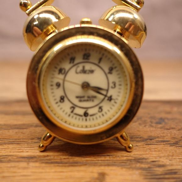 Collezio Mini Brass Clock Miniature Desk Clock - Picture 2 of 7